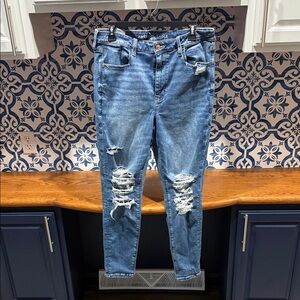 American Eagle Outfitters Women's Ripped Blue Skinny Jeans